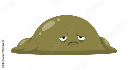Cartoon slime, green blob, angry face, vector emoticon, funny character