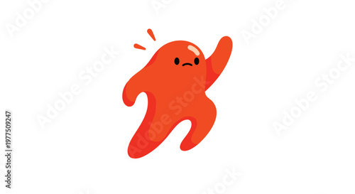 Cartoon ghost character, orange emoticon, vector illustration, emotive design
