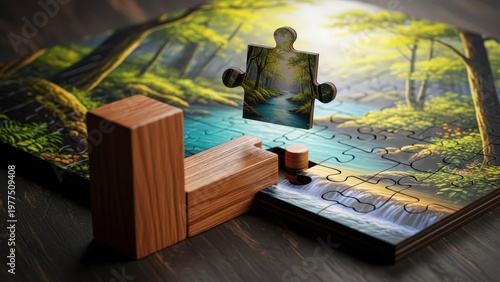 Wallpaper Mural Puzzle piece with forest landscape Torontodigital.ca