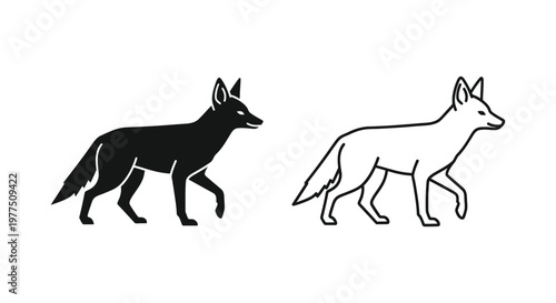 Canine Silhouettes: Coyote vs Dog Comparison Guide Vector