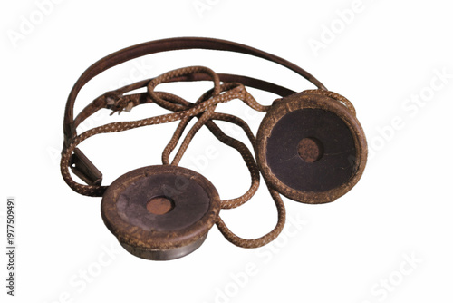 Photos Antique audio equipment from the mid 20th century on a plain background showing