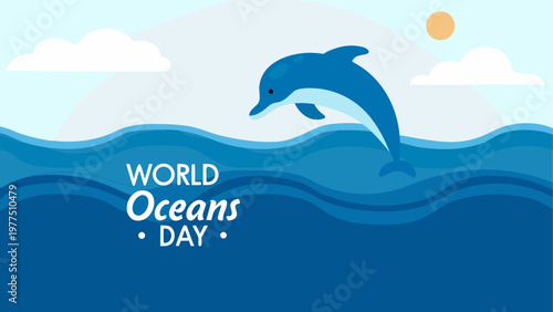 Celebrating world oceans day with a graceful jumping dolphin