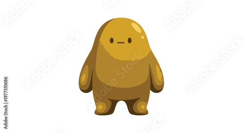 Cute cartoon monster, yellow creature, vector character, emotive illustration