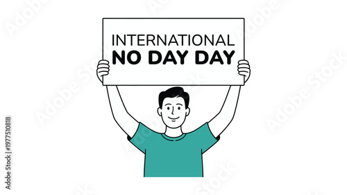 International no diet day illustration with man holding sign promoting body positivity food freedom awareness celebration minimal flat vector design concept
