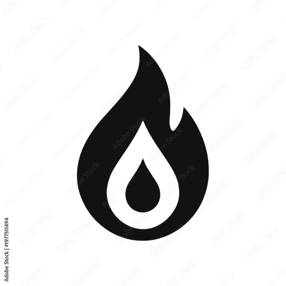 Fototapeta premium Oil Drop Flame Icon – Fuel Energy and Gas Symbol