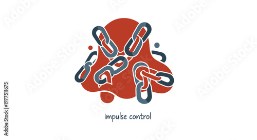 Impulse control concept, brain with chain links, mental health, psychology