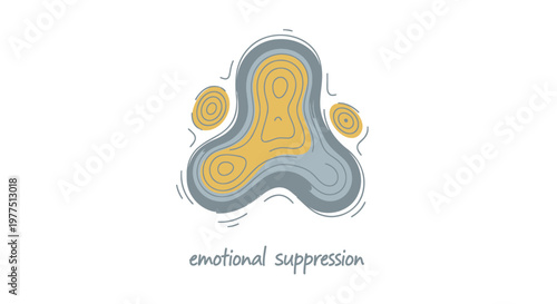 Emotional suppression, mental health, psychology icons, vector graphics