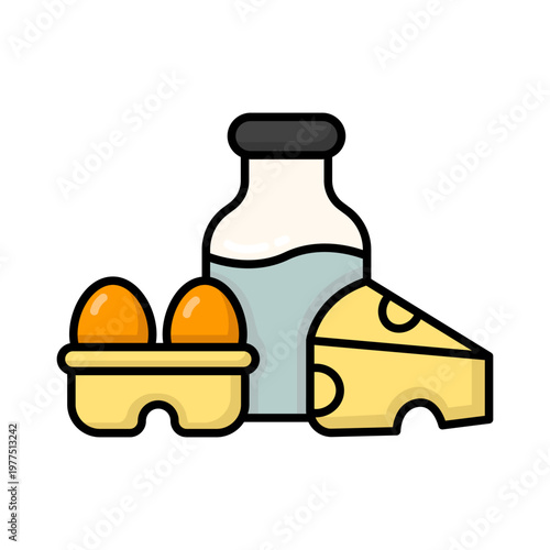 dairy line colored icon illustration vector graphic.eps