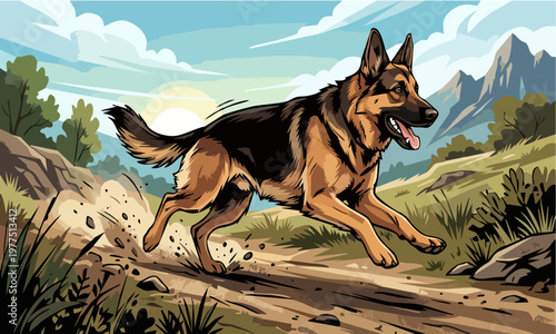 german shepherd dog on the beach