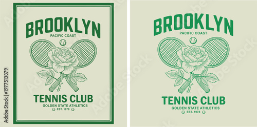 Tableau sur toile Vintage Brooklyn Pacific Coast Tennis Club Illustration - Retro Golden State Athletics Est