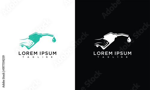 Fuel Pump Nozzle Logo with Dripping Fuel Drop