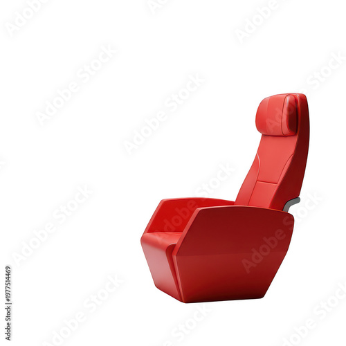 Modern red airplane seat for comfortable travel in the cabin