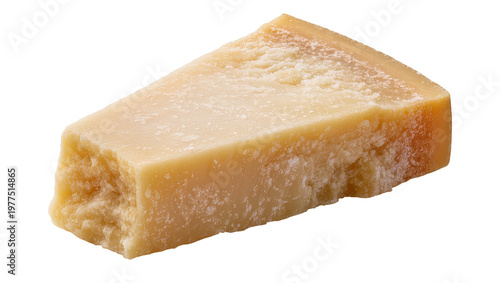 Vászonkép Wedge of aged Parmesan cheese with crumbly texture, isolated on transparent back