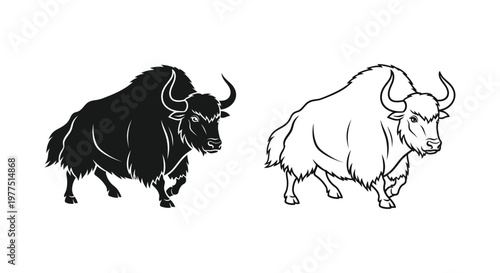 Yak Symbolism: Ancient Mythical & Cultural Art Depictions Vector