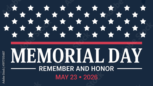 Memorial Day Flag Design With Date And Patriotic Message
