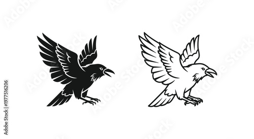 Eagle Raven Symbols: Powerful Mythical Bird Emblems Vector