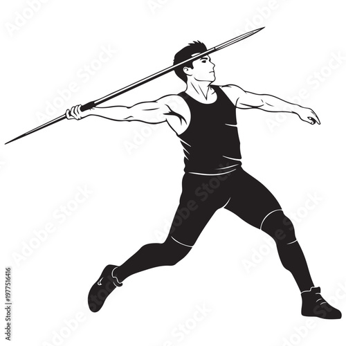 Athlete Throwing Javelin in Dynamic Pose
