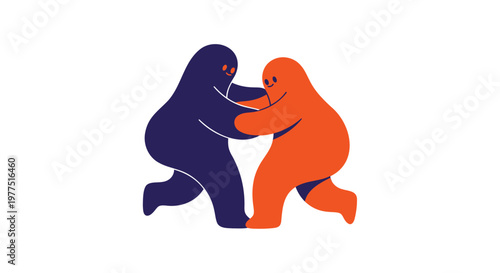 Vector illustration, colorful human figures, emotive design elements, abstract people icons