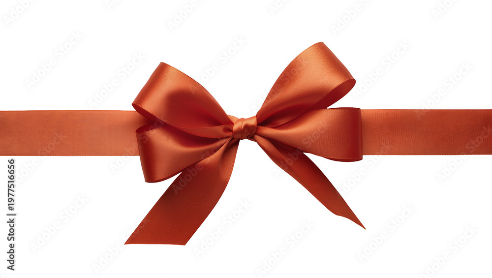 Fototapeta premium Satin orange ribbon tied in a bow, isolated on transparent background