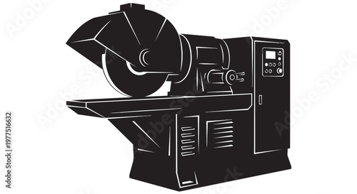 Meat slicer, deli slicer, food cutter, kitchen appliance, black illustration