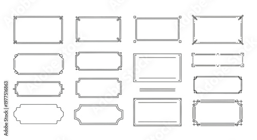 Set of Minimalist Black and White Decorative Frame and Border Vector Designs