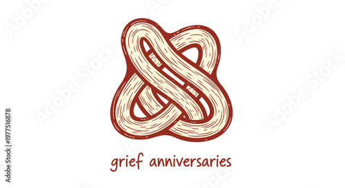 Grief anniversaries symbol, memorial knot icon, bereavement awareness sign, emotional milestone marker