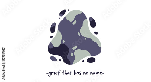 Abstract grief concept, emotional turmoil illustration, mental health symbol, purple grey vector graphic