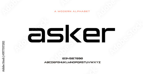 Photos A modern alphabet font with the name asker displayed prominently in black letter