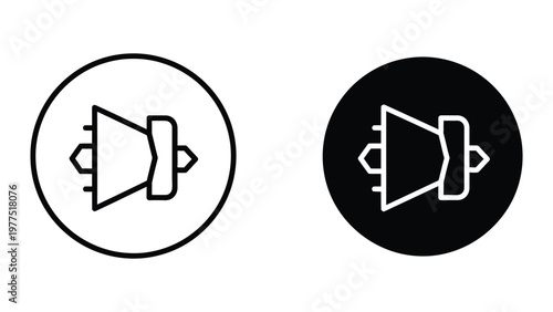 Contrast between light and dark speaker icons on circular backgrounds