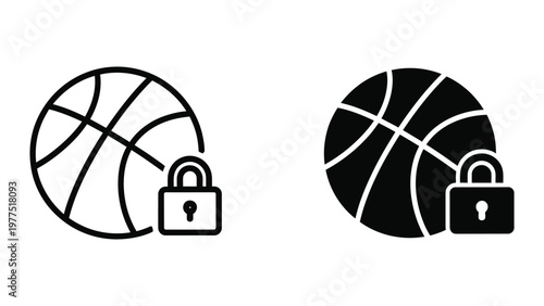 Secure basketball icons showcasing locked and unlocked states