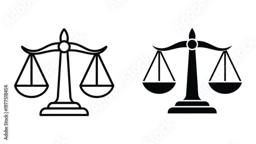 Balancing scales depicted in different shades of contrast