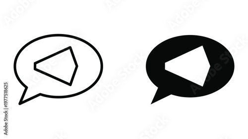 Contrasting telegram icons in speech bubbles with different fill styles