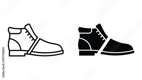 Contrasting styles of casual lace-up shoes in monochrome illustration