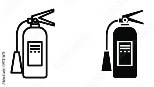 Comparison of two types of fire extinguishers with different color schemes