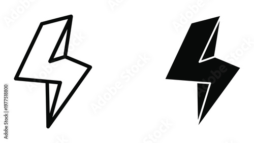 Contrasting styles of lightning bolt symbols in outline and filled formats