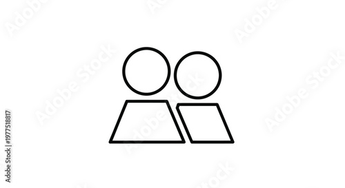 Simple black and white illustration depicting two figures formed by basic geometric shapes