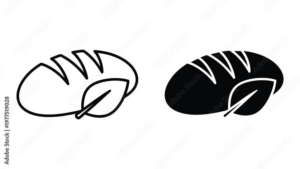 Obraz premium Comparison of a light and dark bread roll with leaf designs