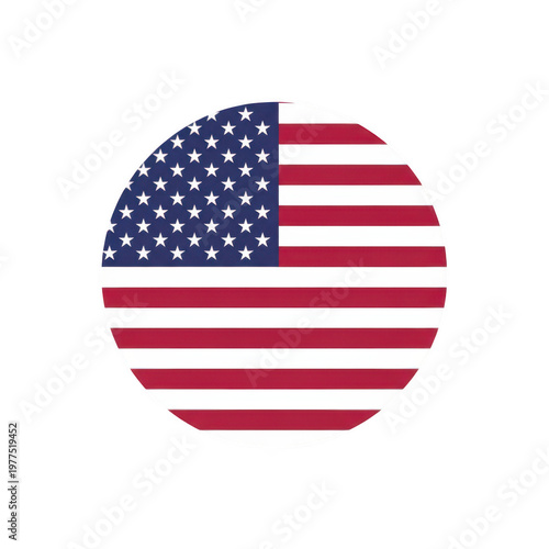 American flag design on a circular shape isolated on transparent background