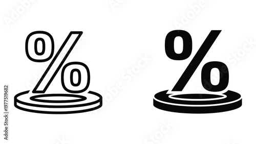 Contrasting visual representations of zero percent symbols on podiums with different styles
