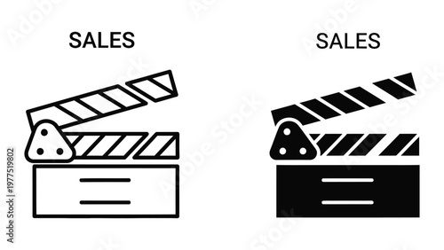 Contrast between traditional and modern film sales representation using clapperboards