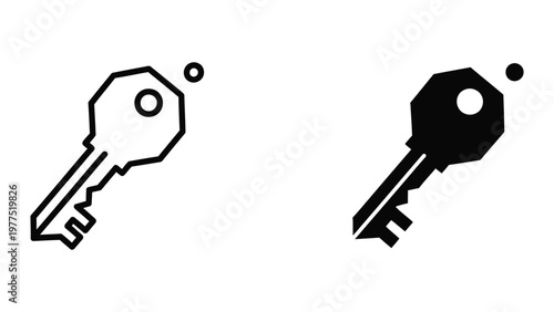 Contrasting visual styles of two keys depicted in a minimalist graphic design