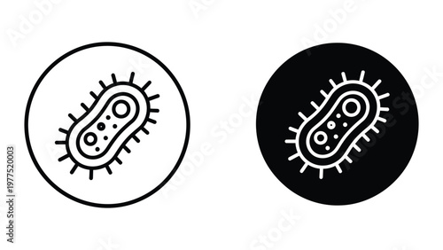 Contrasting visual styles of a bacterial cell icon on different backgrounds