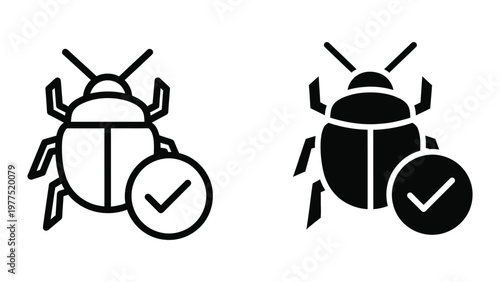 Comparison of approved and rejected ladybug icons with checkmarks and x-marks