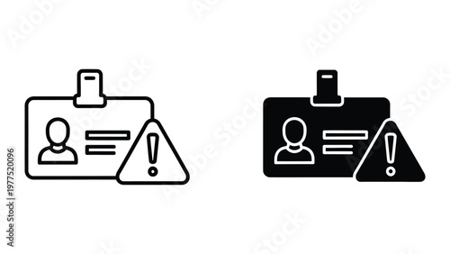 Comparison of name tags with different background styles and warning symbols