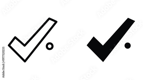 Comparison of outline and filled checkmark symbols with small circles