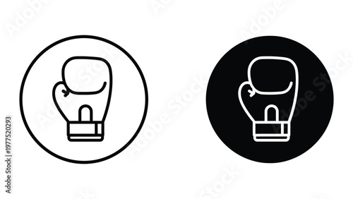 Contrast of boxing gloves icons on different background circles