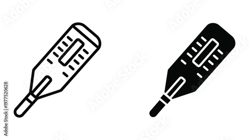 Two contrasting illustrations of a digital and analog thermometer
