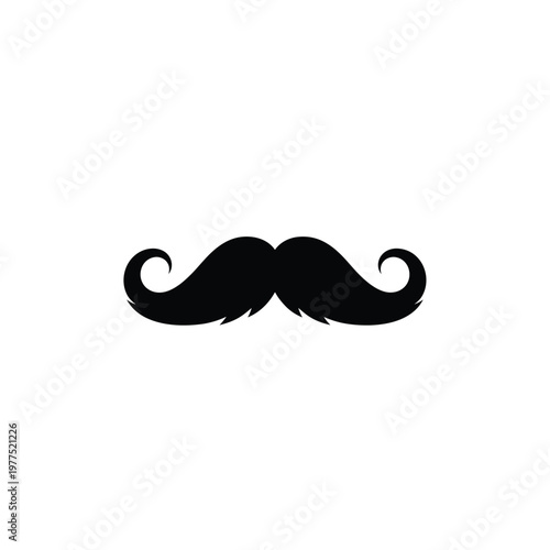 A black handlebar mustache on a white background vector graphic