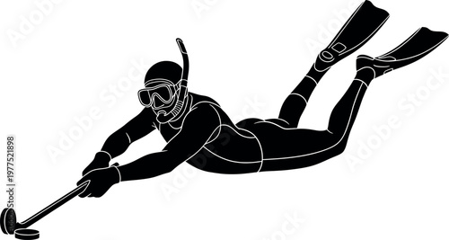 Silhouette of a scuba diver an underwater exploration in black and white