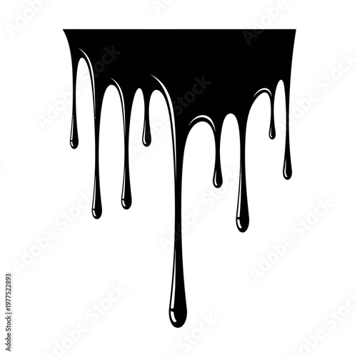 Black Liquid Dripping Down Surface Slowly.